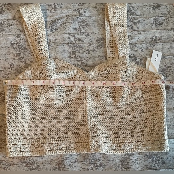 NEW w/TAGS AQUA Summer Escape Cream Cotton Crochet Bustier Crop Top Size Medium - Picture 8 of 9